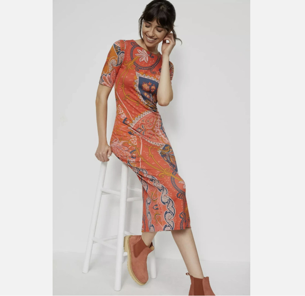 Farm Rio Anthropologie Giannina Knit Midi Dress Boho Size Small Petite New